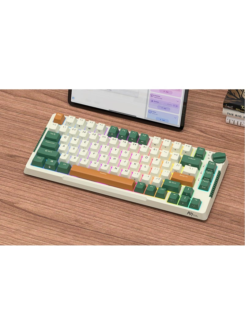 Royal Kludge RK-H81 Tri-Mode RGB 81 Keys Hot Swappable Mechanical Keyboard Time Machine (Sky Cyan Switch)