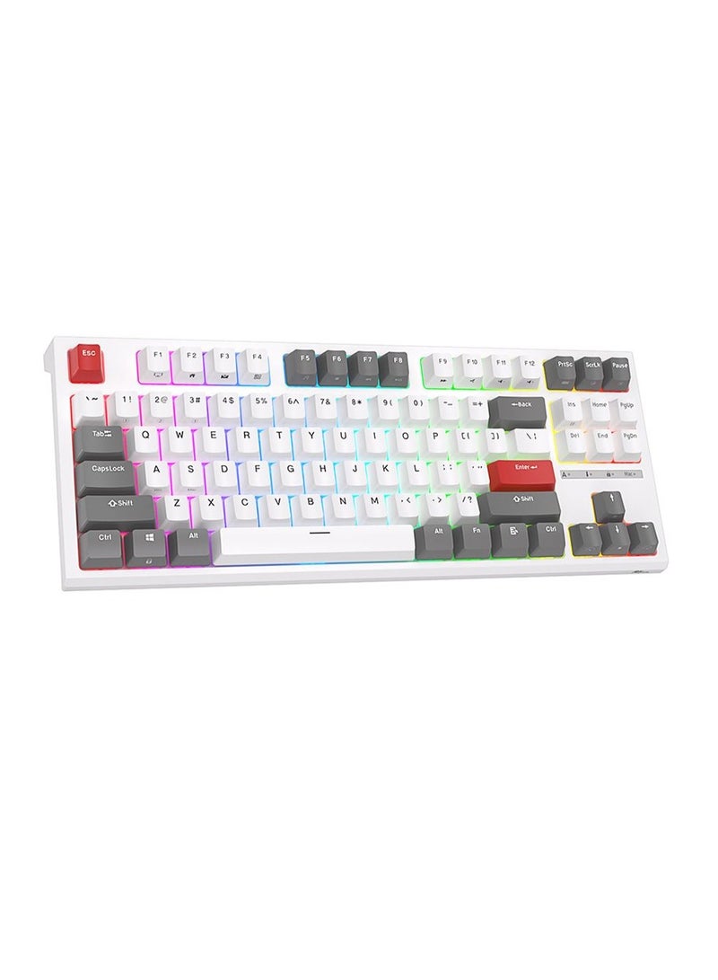 Royal Kludge RK R87 Wired TKL RGB Hot-Swappable Gaming Keyboard White - Blue Switch