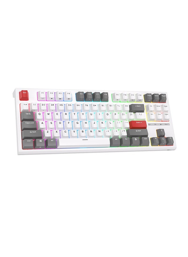 Royal Kludge RK R87 Wired TKL RGB Hot-Swappable Gaming Keyboard White - Brown Switch