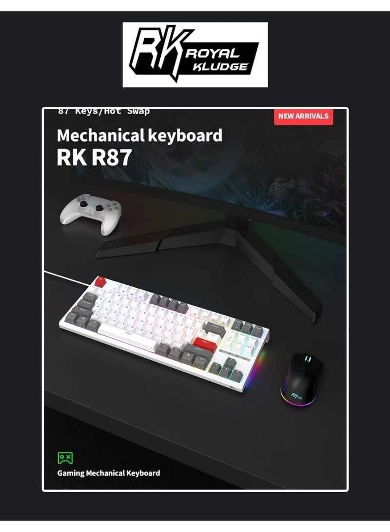 Royal Kludge RK R87 Wired TKL RGB Hot-Swappable Gaming Keyboard White - Brown Switch
