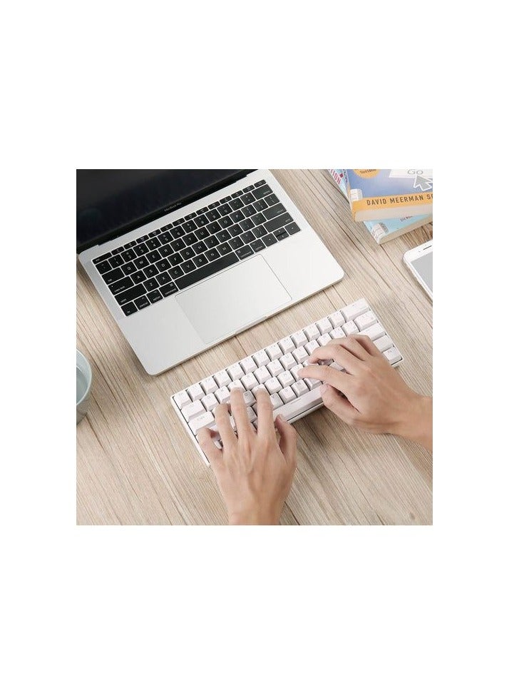 Royal Kludge Rk61 Tri-Mode RGB 61 Keys Hot Swappable White Mechanical Keyboard (Blue Switch)