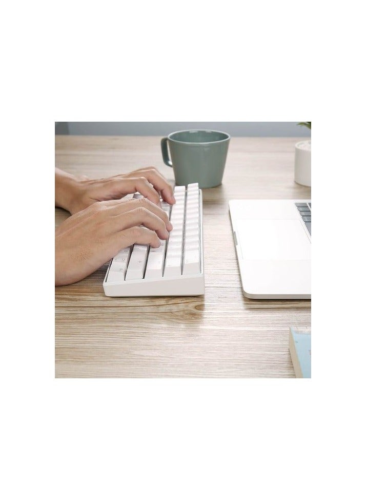 Royal Kludge Rk61 Tri-Mode RGB 61 Keys Hot Swappable White Mechanical Keyboard (Blue Switch)