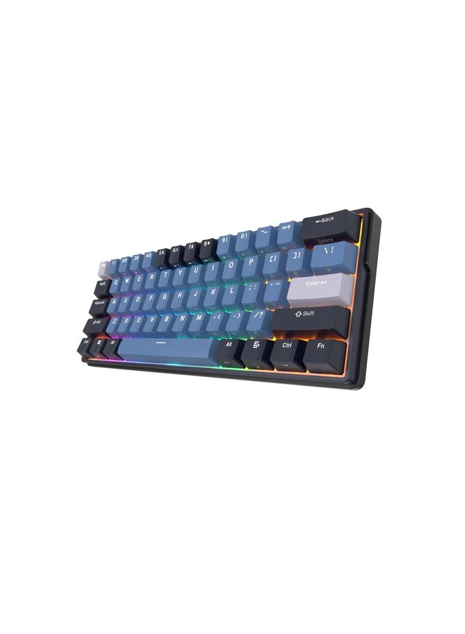 Royal Kludge RK61PLUS Tri-Mode RGB 61 Keys Hot Swappable Mechanical Keyboard Indigo (Blue Switch)