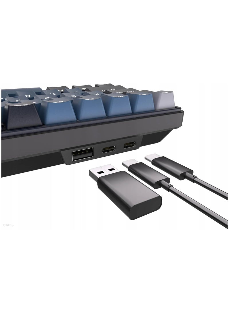 Royal Kludge RK61PLUS Tri-Mode RGB 61 Keys Hot Swappable Mechanical Keyboard Indigo (Blue Switch)