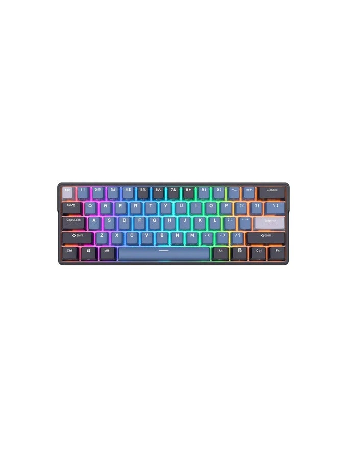 Royal Kludge RK61PLUS Tri-Mode RGB 61 Keys Hot Swappable Mechanical Keyboard Black (Brown Switch)