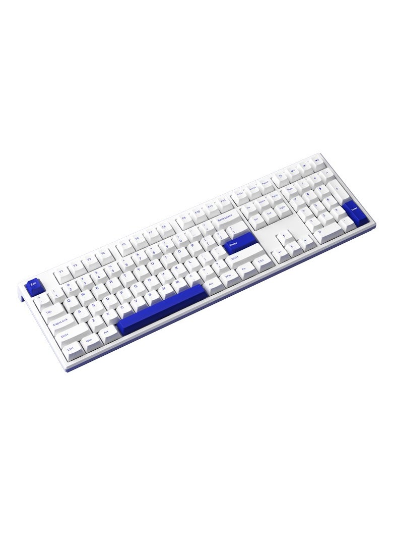 AKKO MonsGeek MG108B Blue on White Multi-Mode Wireless Keyboard - TTC Golden Blue