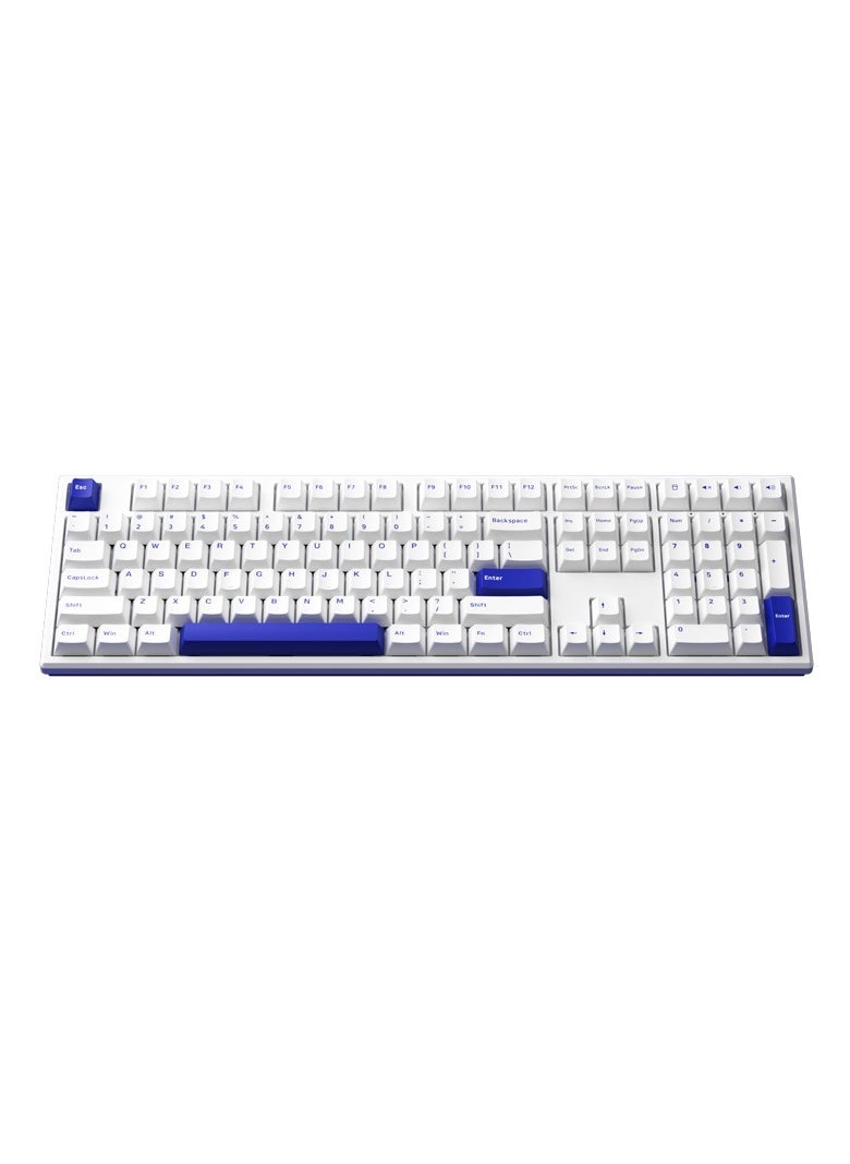 AKKO MonsGeek MG108B Blue on White Multi-Mode Wireless Keyboard - TTC Golden Blue