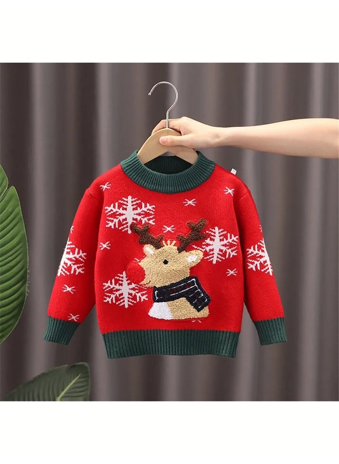 Red Flakes Reindeer Warmer, Cardigan & Christmas Sweater for Kids
