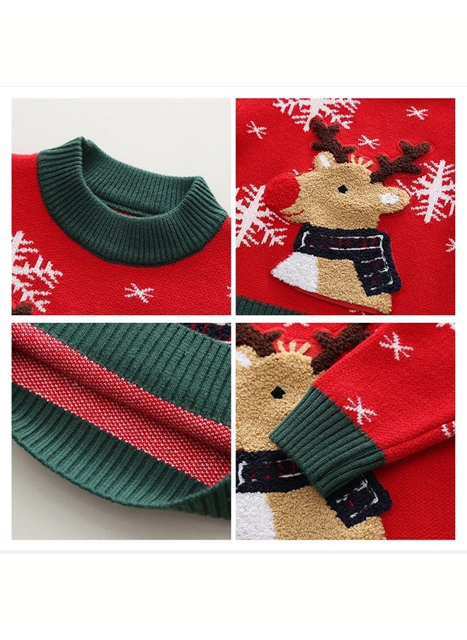 Red Flakes Reindeer Warmer, Cardigan & Christmas Sweater for Kids