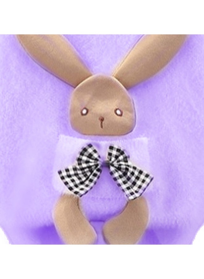 Purple with 3d Bunny Kids Cardigan Sweater, Round Neck