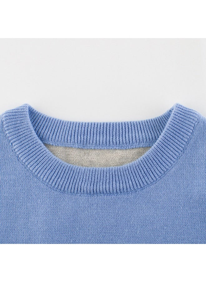 Kids Grey & Light Blue Dino Cardigan Sweater with 3d Tail Applique