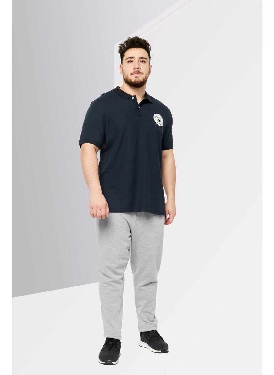Men Sportswear Fit Short Sleeves Outdoor Polo Shirt, Navy/White
