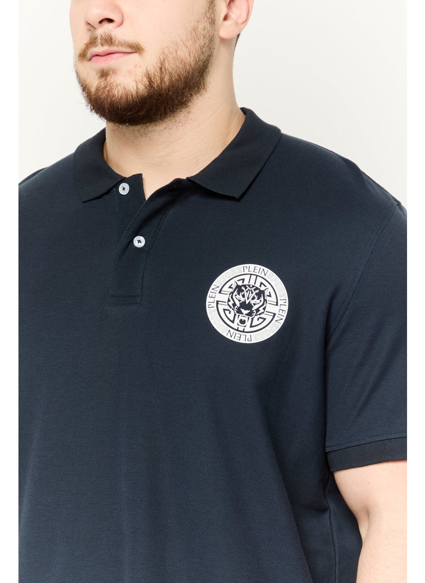Men Sportswear Fit Short Sleeves Outdoor Polo Shirt, Navy/White