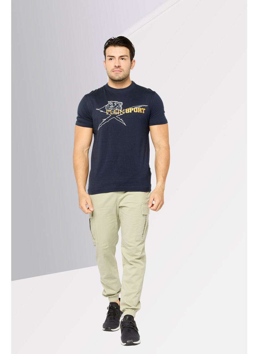 Men Sportswear Fit Short Sleeve Outdoor T-Shirt, Navy