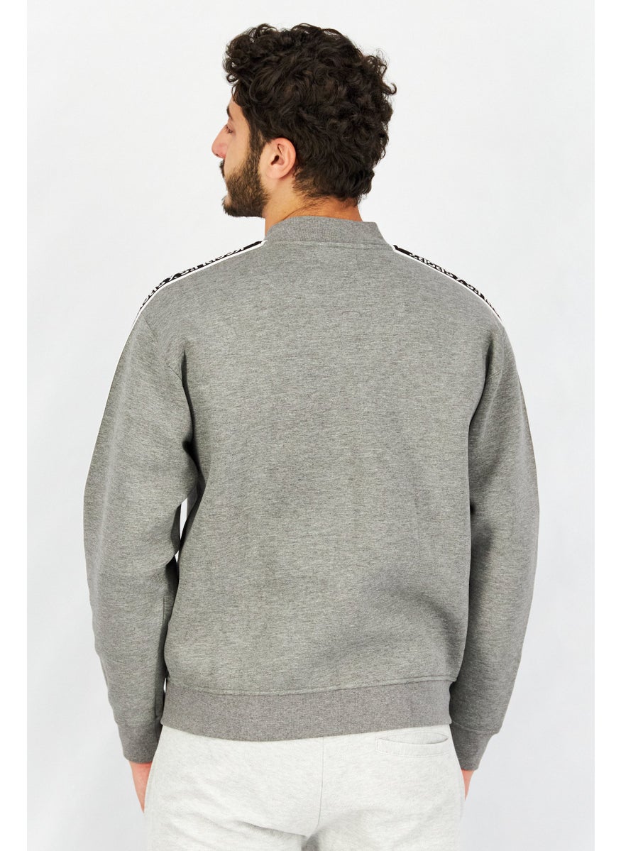 Men Sportswear Fit Long Sleeve Outdoor Jacket, Grey Combo