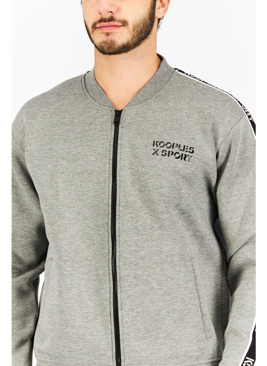 Men Sportswear Fit Long Sleeve Outdoor Jacket, Grey Combo