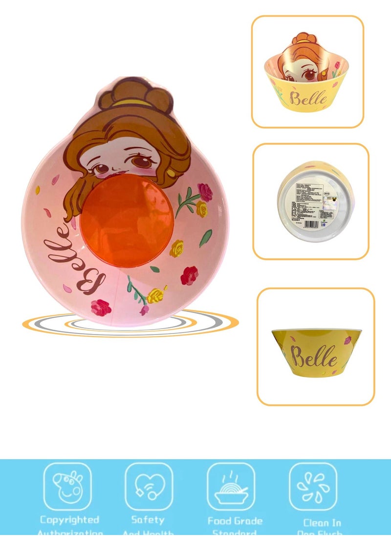 Melamine Bowl for kids with cartoon Character Belle Durable and BPA-Free 650ml