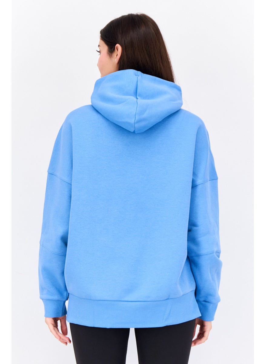 Women Sportswear Fit Long Sleeve Outdoor Sweatshirt, Light Blue