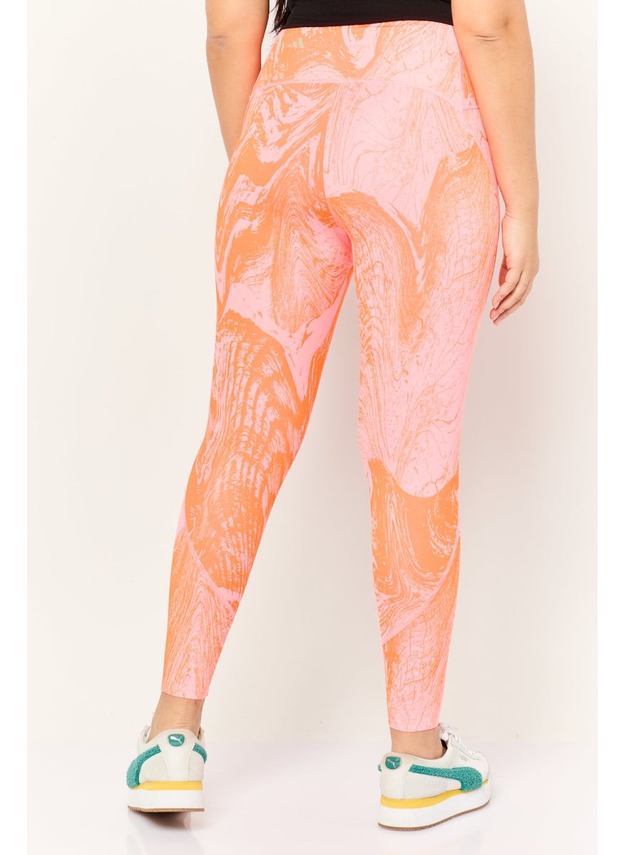 Women Sportswear Fit Brand Logo Outdoor Tights, Pink/Orange