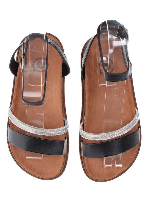 Molekinha Girls Sandals With Back Strap Black | Made In Brazil