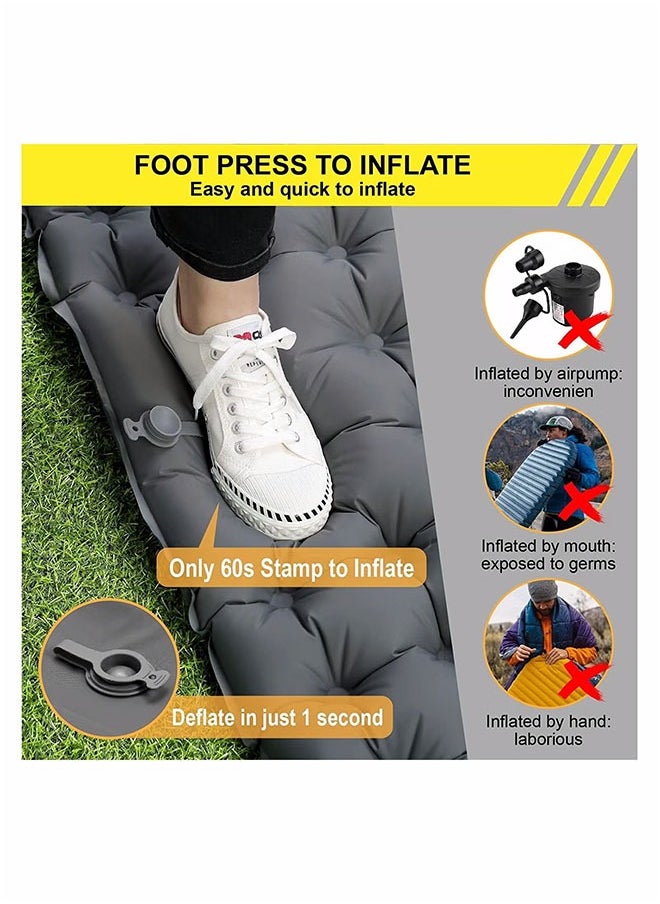 Double Inflatable Sleeping Pad for Camping, 2-Person Sleeping Mat with Built-in Pump, Foot Press, Ultralight, Extra Thick, with Pillow, Waterproof for Backpacking and Hiking