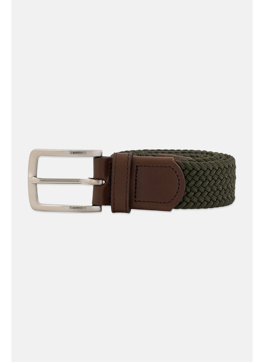 Men Woven Braided Belt, Hunter Green