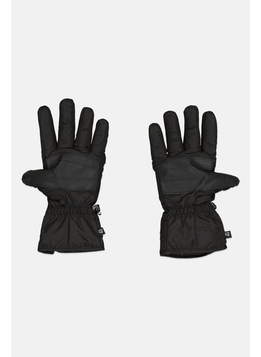 Men 1 Pair Textured Ski Gloves, Black