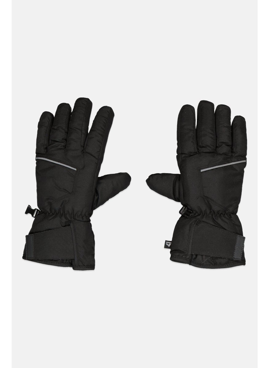 Men 1 Pair Textured Ski Gloves, Black