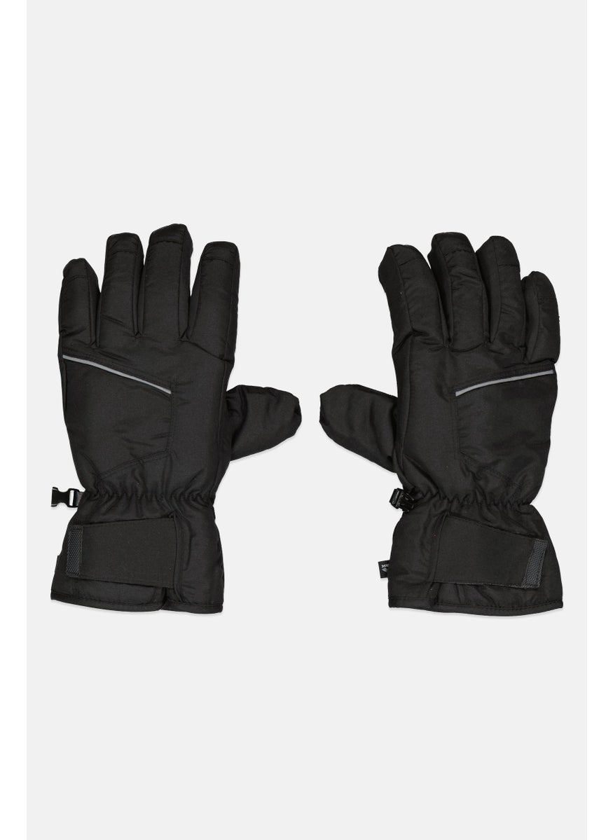 Men 1 Pair Textured Ski Gloves, Black