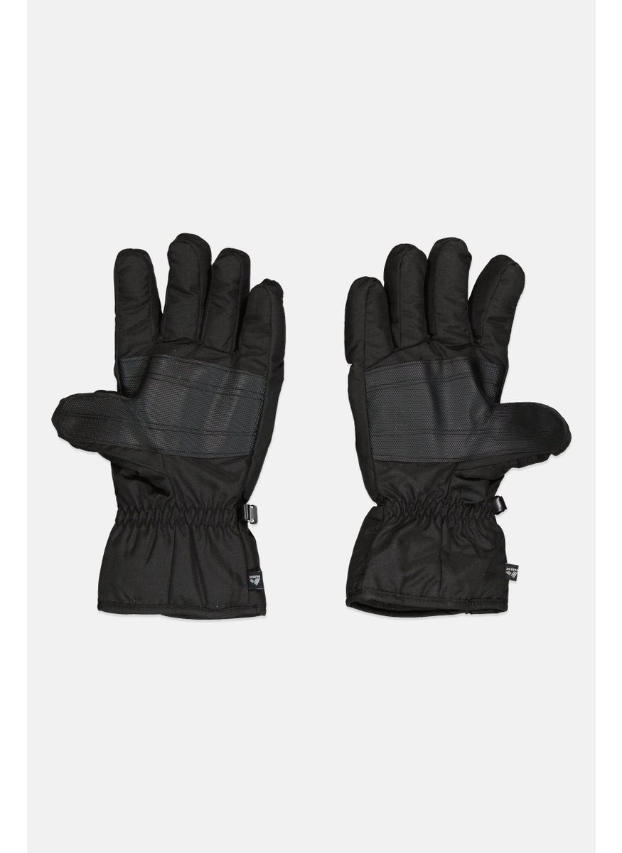Men 1 Pair Textured Ski Gloves, Black