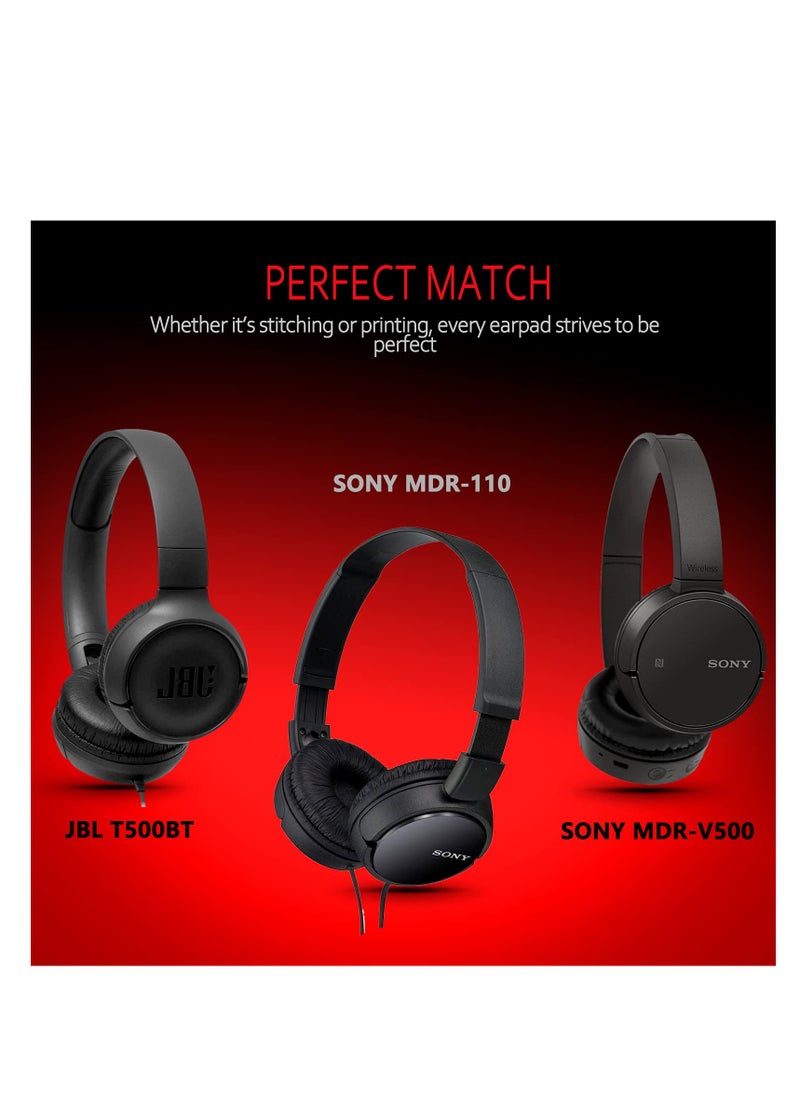 Universal Replacement Ear Pads for Sony MDR-ZX110/MDR-ZX330BT/V150/WH-CH500; JBL Tune 600bt/T500BT/T450BT u0026Many Other 70MM Round On-Ear Headphones(List Inside), Black, 1 Pair, Left and Right