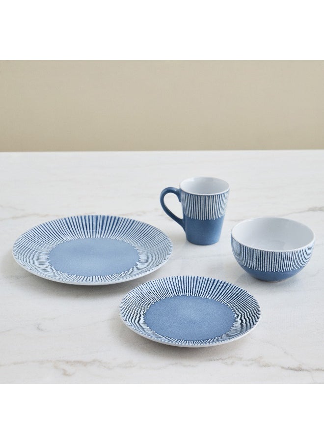 Eleganza 16-Piece Deboss Dinner Set - Serves 4