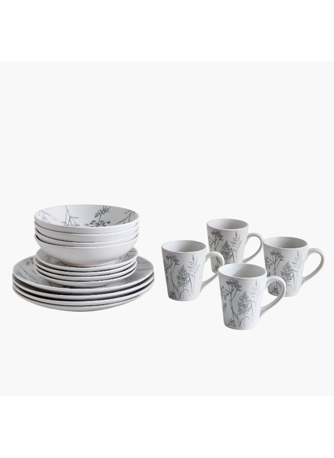Eleganza 16-Piece Pad Print Dinner Set - Serves 4