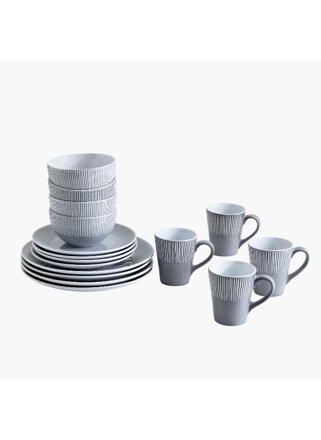 Elegenza 16-Piece Deboss Dinner Set - Serves 4