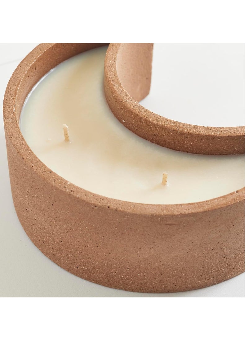 Jasmine Scented Brown Moon-Shaped Concrete Base Candle, 400 g - Ramadan Collection, Eco-Friendly, 100% Soy Wax, Paraffin-Free, Clean Burn, Made from Recycled Materials