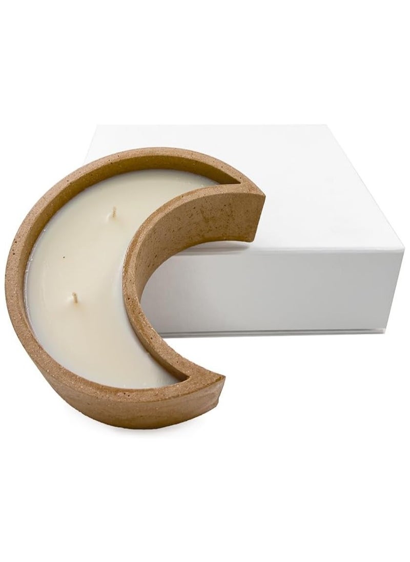 Musk Scented Brown Moon-Shaped Concrete Base Candle, 400 g - Ramadan Collection, Eco-Friendly, 100% Soy Wax, Paraffin-Free, Clean Burn, Made from Recycled Materials