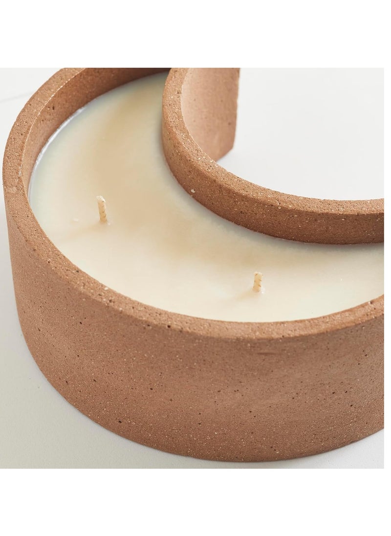 Musk Scented Brown Moon-Shaped Concrete Base Candle, 400 g - Ramadan Collection, Eco-Friendly, 100% Soy Wax, Paraffin-Free, Clean Burn, Made from Recycled Materials