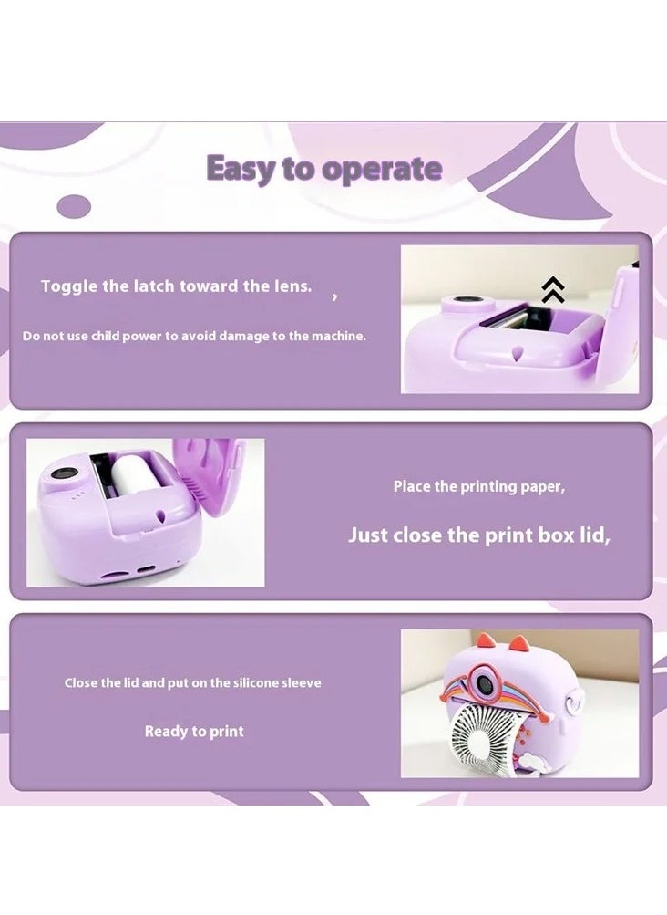 Instant Print Kids Camera for Ages 4-12: 48MP Dual Lens Digital Camera with 2.4