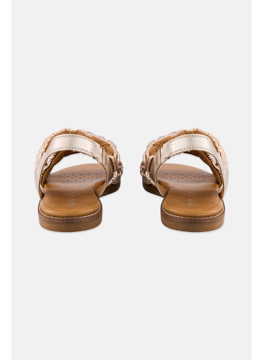 Women Slingback Leather Sandal, Rose Gold