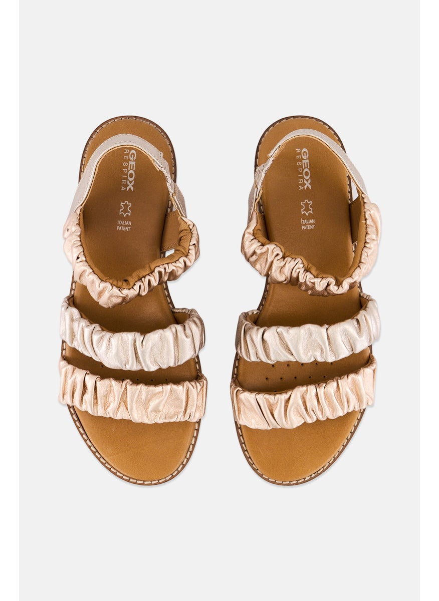 Women Slingback Leather Sandal, Rose Gold