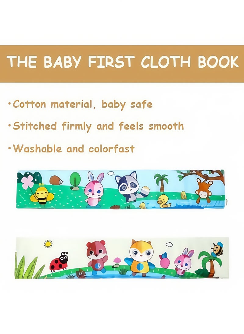 Foldable Soft Cloth Book Crib Toy High Contrast Baby Books Early Educational Montessori Sensory Toys for Babies Toddlers 0-12 Months
