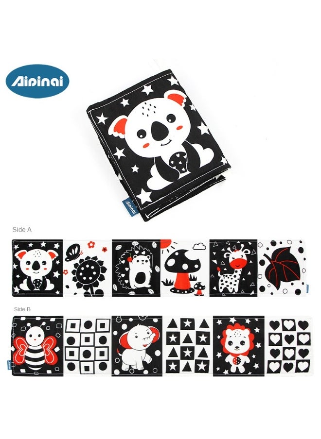 Foldable Soft Cloth Book Crib Toy High Contrast Baby Books Early Educational Montessori Sensory Toys for Babies Toddlers 0-12 Months