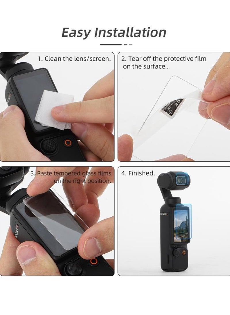 DJI Pocket 3 Lens and LCD Screen Protector, 9H Tempered Glass Film for Full Screen Protection, Touch Sensitive Accessories