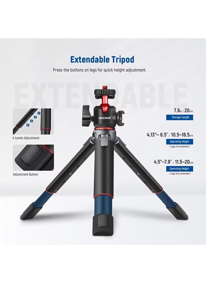 NEEWER Mini Camera Tripod with 360° Adjustable Ball Head and Accessory Shoe Extendable Vlogging Table Tripod For Camera iPhone