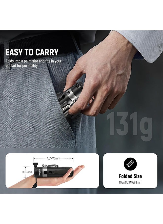 NEEWER Selfie Stick with Detachable Bluetooth Remote Shutter, Lightweight Foldable Travel Tripod for iPhone, 360° Phone Holder Cold Shoe for YouTube/TikTok Vlogs Live Streaming Photography, Black