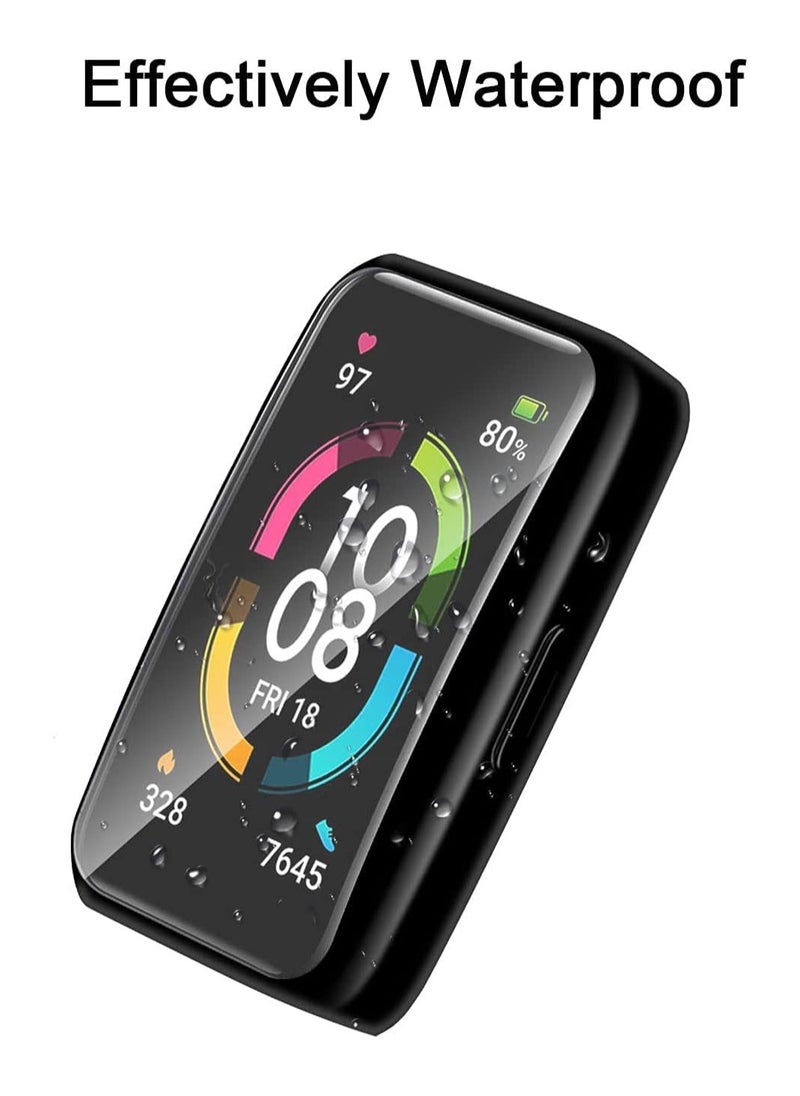 【2 Pack】 Protective Cover compatible with HUAWEI Band 6HUAWEI Band 7 Case, TPU Case with Screen Protector, 【Anti Scratch】 Drop Proof Waterproof Silicone TPU Cover   Black  Transparent