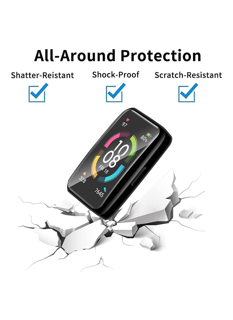 【2 Pack】 Protective Cover compatible with HUAWEI Band 6HUAWEI Band 7 Case, TPU Case with Screen Protector, 【Anti Scratch】 Drop Proof Waterproof Silicone TPU Cover   Black  Transparent