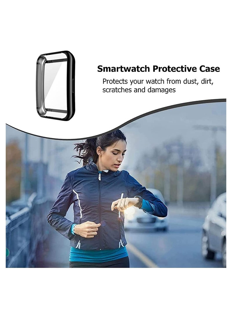 【2 Pack】 Protective Cover compatible with HUAWEI Band 6HUAWEI Band 7 Case, TPU Case with Screen Protector, 【Anti Scratch】 Drop Proof Waterproof Silicone TPU Cover   Black  Transparent