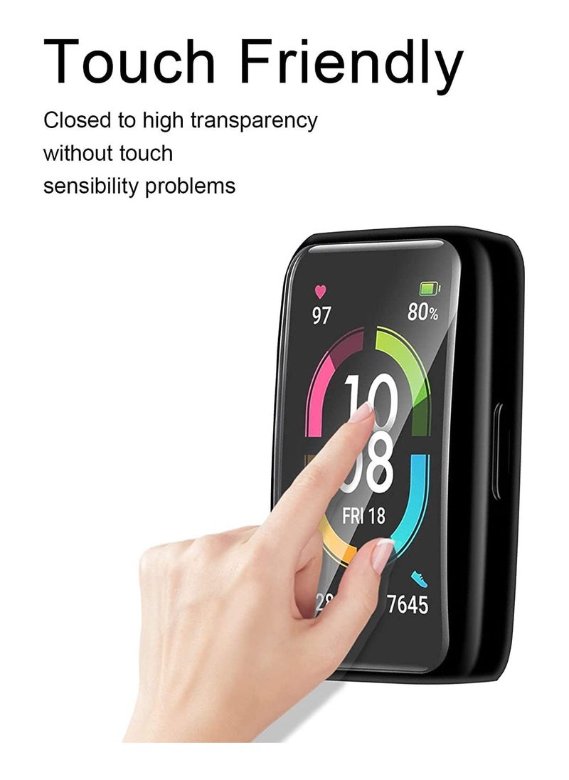 【2 Pack】 Protective Cover compatible with HUAWEI Band 6HUAWEI Band 7 Case, TPU Case with Screen Protector, 【Anti Scratch】 Drop Proof Waterproof Silicone TPU Cover   Black  Transparent