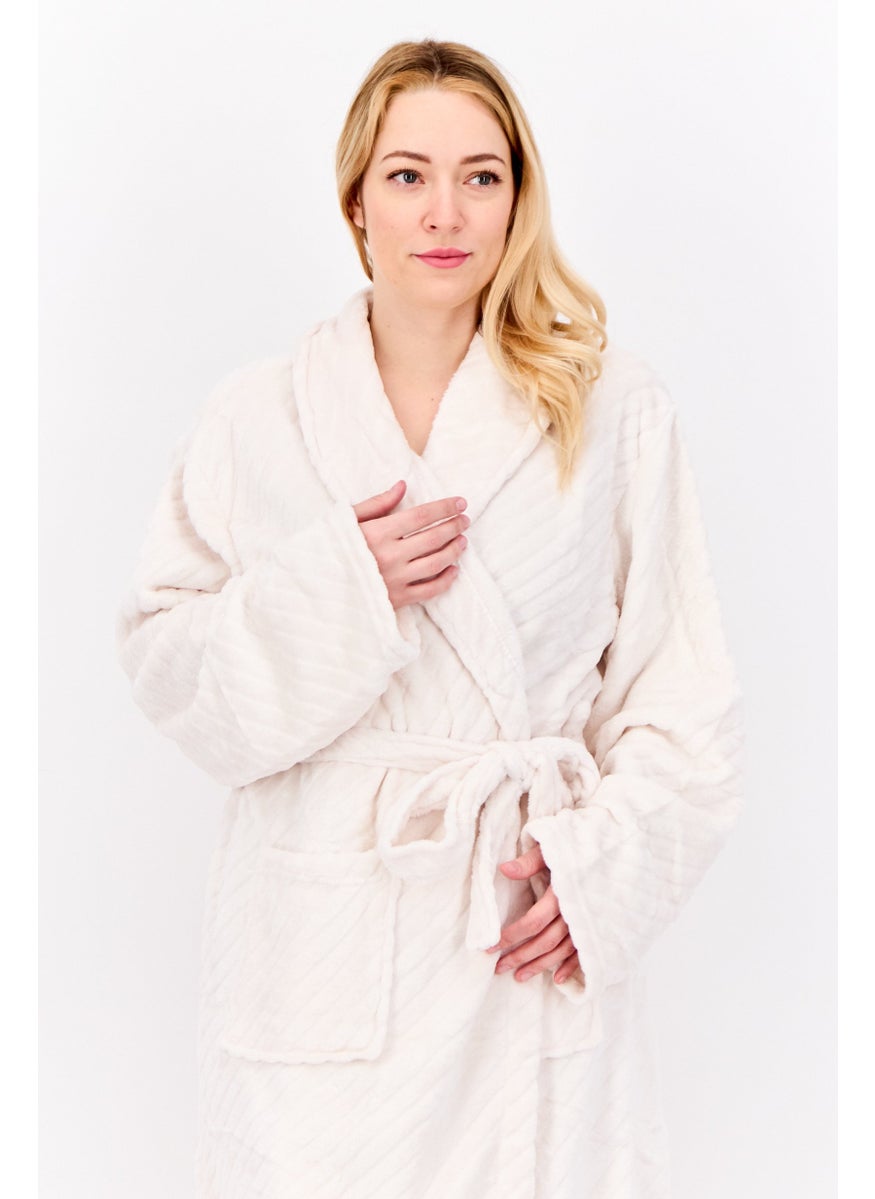 Women Belted Bath Robe, Pink